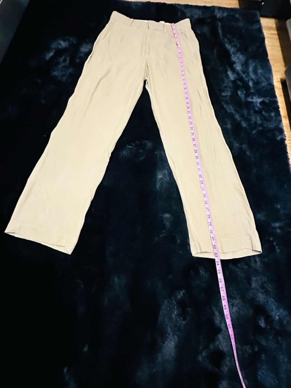 Zara Khaki Beige Wide Leg Trousers High Rise Straight Pants Size Small - Picture 2 of 13
